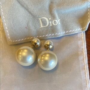 Dior Gold and Pearl Stud Earrings
